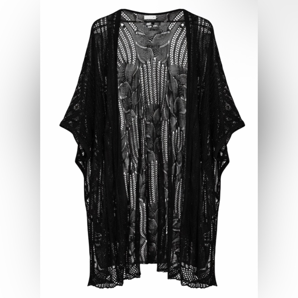 Maurices Black Open-Knit Cardigan Sweater